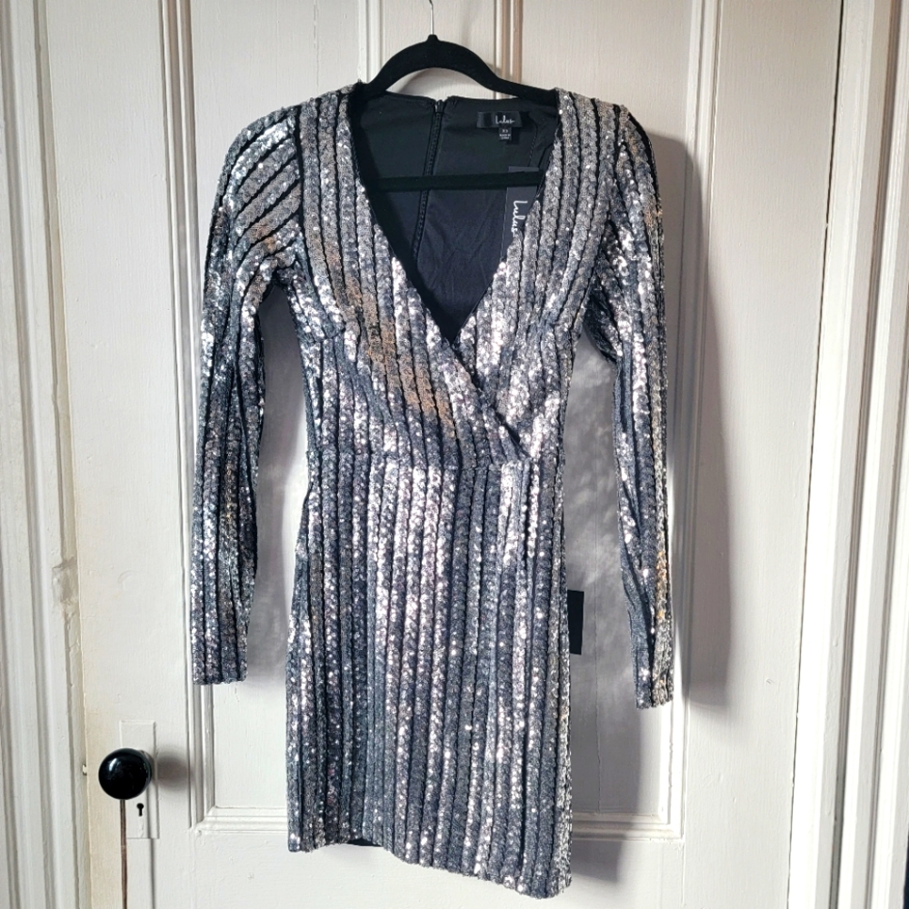 Lulu Party Starts Now Silver Sequin Dress